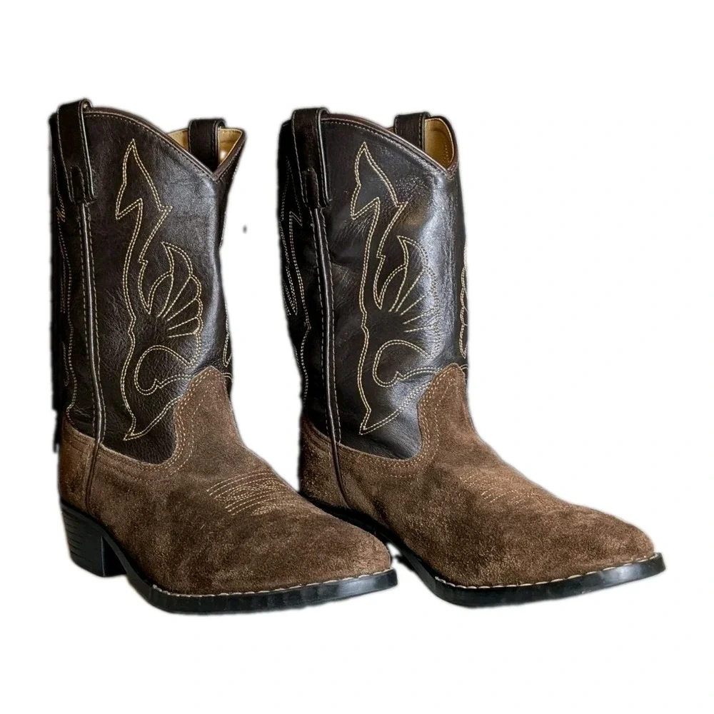Masterson Boot Company Suede Leather Western Cowboy Boots Youth SZ 6 Women SZ 7